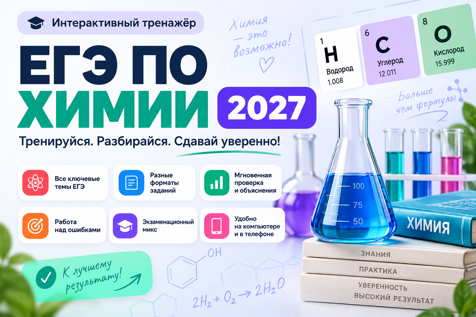Интерактивный тренажёр ЕГЭ по химии 2027